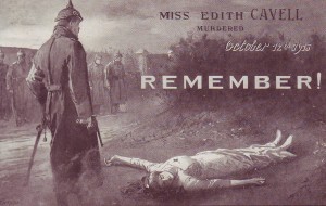 Edith Cavell lies dead, shot after she fainted.